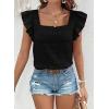 imageSHEWIN Womens Casual Summer Square Neck Tank Tops Sleeveless Ruffle Chiffon Blouses Top ShirtsBlack