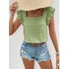 imageSHEWIN Womens Casual Summer Square Neck Tank Tops Sleeveless Ruffle Chiffon Blouses Top ShirtsGrass Green