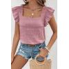 imageSHEWIN Womens Casual Summer Square Neck Tank Tops Sleeveless Ruffle Chiffon Blouses Top ShirtsPink