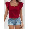 imageSHEWIN Womens Casual Summer Square Neck Tank Tops Sleeveless Ruffle Chiffon Blouses Top ShirtsRacing Red