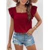 imageSHEWIN Womens Casual Summer Square Neck Tank Tops Sleeveless Ruffle Chiffon Blouses Top ShirtsRacing Red