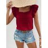 imageSHEWIN Womens Casual Summer Square Neck Tank Tops Sleeveless Ruffle Chiffon Blouses Top ShirtsRacing Red