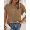 imageSHEWIN Womens Summer Cap Sleeve Tops Casual Crewneck Knit Short Sleeve Sweater Loose Fit Lightweight ShirtsCamel