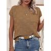 imageSHEWIN Womens Summer Cap Sleeve Tops Casual Crewneck Knit Short Sleeve Sweater Loose Fit Lightweight ShirtsCamel