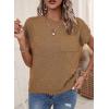 imageSHEWIN Womens Summer Cap Sleeve Tops Casual Crewneck Knit Short Sleeve Sweater Loose Fit Lightweight ShirtsCamel