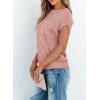 imageSHEWIN Womens Summer Cap Sleeve Tops Casual Crewneck Knit Short Sleeve Sweater Loose Fit Lightweight ShirtsDusty Pink