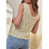 imageSHEWIN Womens Summer Tank Top for Women 2025 Trendy V Neck Crochet Sleeveless Shirts Sweater VestApricot