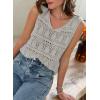 imageSHEWIN Womens Summer Tank Top for Women 2025 Trendy V Neck Crochet Sleeveless Shirts Sweater VestLight Grey