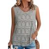 imageSHEWIN Womens Summer Tank Top for Women 2025 Trendy V Neck Crochet Sleeveless Shirts Sweater VestLight Grey