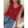 imageSHEWIN Womens Summer Tank Top for Women 2025 Trendy V Neck Crochet Sleeveless Shirts Sweater VestRed Dahlia