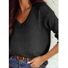 imageSHEWIN Womens Sweaters Casual Long Sleeve V Neck Lightweight Crochet Pullover Sweater TopsA Black