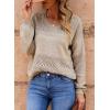 imageSHEWIN Womens Sweaters Casual Long Sleeve V Neck Lightweight Crochet Pullover Sweater TopsA Brown