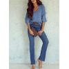 imageSHEWIN Womens Sweaters Casual Long Sleeve V Neck Lightweight Crochet Pullover Sweater TopsB Blue