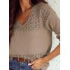 imageSHEWIN Womens Sweaters Casual Long Sleeve V Neck Lightweight Crochet Pullover Sweater TopsB Camel
