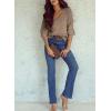 imageSHEWIN Womens Sweaters Casual Long Sleeve V Neck Lightweight Crochet Pullover Sweater TopsB Camel