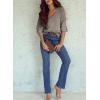 imageSHEWIN Womens Sweaters Casual Long Sleeve V Neck Lightweight Crochet Pullover Sweater TopsB Chestnut