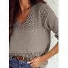 imageSHEWIN Womens Sweaters Casual Long Sleeve V Neck Lightweight Crochet Pullover Sweater TopsB Chestnut
