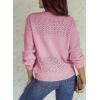 imageSHEWIN Womens Sweaters Casual Long Sleeve V Neck Lightweight Crochet Pullover Sweater TopsB Pink