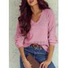 imageSHEWIN Womens Sweaters Casual Long Sleeve V Neck Lightweight Crochet Pullover Sweater TopsB Pink
