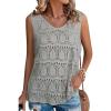 imageSHEWIN Womens Summer Tank Top for Women 2025 Trendy V Neck Crochet Sleeveless Shirts Sweater VestLight Grey