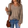 imageSHEWIN Womens Sweaters Casual Long Sleeve V Neck Lightweight Crochet Pullover Sweater TopsB Camel