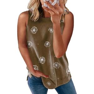 imageBiucly Womens Summer Crewneck Tank Top Casual Loose Sleeveless Tops ShirtsA1 Brown