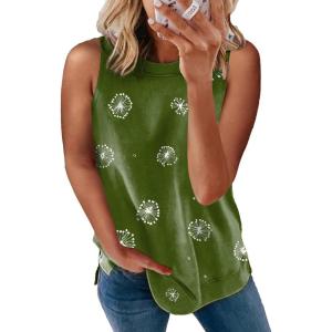 imageBiucly Womens Summer Crewneck Tank Top Casual Loose Sleeveless Tops ShirtsA1 Green