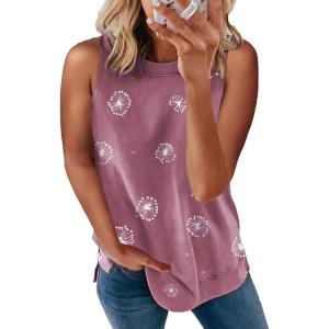 imageBiucly Womens Summer Crewneck Tank Top Casual Loose Sleeveless Tops ShirtsA1 Pink