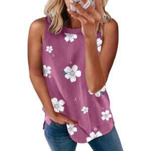 imageBiucly Womens Summer Crewneck Tank Top Casual Loose Sleeveless Tops ShirtsA2 Pink