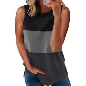 imageBiucly Womens Summer Crewneck Tank Top Casual Loose Sleeveless Tops ShirtsE Black