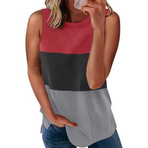 imageBiucly Womens Summer Crewneck Tank Top Casual Loose Sleeveless Tops ShirtsE Grey
