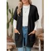 imageSHEWIN Cardigan Sweaters for Women Lightweight Open Front Pleated Summer Short Sleeve Cardigans SweaterB Black