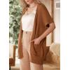 imageSHEWIN Cardigan Sweaters for Women Lightweight Open Front Pleated Summer Short Sleeve Cardigans SweaterB Chestnut