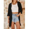 imageSHEWIN Womens Cardigans Casual 34 Short Sleeve Open Front Waffle Knit Lightweight Kimonos Cardigan Sweaters for WomenB Black