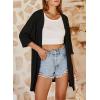 imageSHEWIN Womens Cardigans Casual 34 Short Sleeve Open Front Waffle Knit Lightweight Kimonos Cardigan Sweaters for WomenB Black