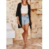 imageSHEWIN Womens Cardigans Casual 34 Short Sleeve Open Front Waffle Knit Lightweight Kimonos Cardigan Sweaters for WomenB Black