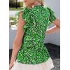 imageSHEWIN Womens Casual Boho Floral V Neck Ruffle Short Sleeve Loose Blouses TopsGreen