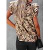 imageSHEWIN Womens Casual Boho Floral V Neck Ruffle Short Sleeve Loose Blouses TopsKhaki