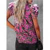 imageSHEWIN Womens Casual Boho Floral V Neck Ruffle Short Sleeve Loose Blouses TopsPurple