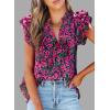 imageSHEWIN Womens Casual Boho Floral V Neck Ruffle Short Sleeve Loose Blouses TopsPurple