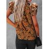 imageSHEWIN Womens Casual Boho Floral V Neck Ruffle Short Sleeve Loose Blouses TopsYellow