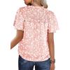 imageSHEWIN Womens Casual V Neck Floral Print Smocked Short Sleeve Chiffon Blouses Bohemian Top ShirtsB Pink