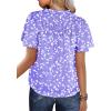 imageSHEWIN Womens Casual V Neck Floral Print Smocked Short Sleeve Chiffon Blouses Bohemian Top ShirtsB Purple