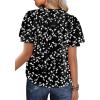 imageSHEWIN Womens Casual V Neck Floral Print Smocked Short Sleeve Chiffon Blouses Bohemian Top ShirtsBlack