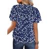 imageSHEWIN Womens Casual V Neck Floral Print Smocked Short Sleeve Chiffon Blouses Bohemian Top ShirtsBlue