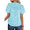 imageSHEWIN Womens Casual V Neck Floral Print Smocked Short Sleeve Chiffon Blouses Bohemian Top ShirtsLight Blue