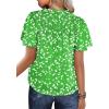 imageSHEWIN Womens Casual V Neck Floral Print Smocked Short Sleeve Chiffon Blouses Bohemian Top ShirtsLight Green