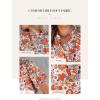 imageSHEWIN Womens Casual V Neck Floral Print Smocked Short Sleeve Chiffon Blouses Bohemian Top ShirtsOrange
