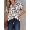 imageSHEWIN Womens Casual V Neck Floral Print Smocked Short Sleeve Chiffon Blouses Bohemian Top ShirtsPurple