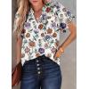 imageSHEWIN Womens Casual V Neck Floral Print Smocked Short Sleeve Chiffon Blouses Bohemian Top ShirtsPurple